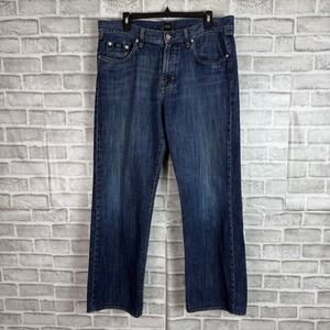Hugo Boss Jacksons Mens Straight Leg Jeans Dark Wash Blue Denim 36 x 32